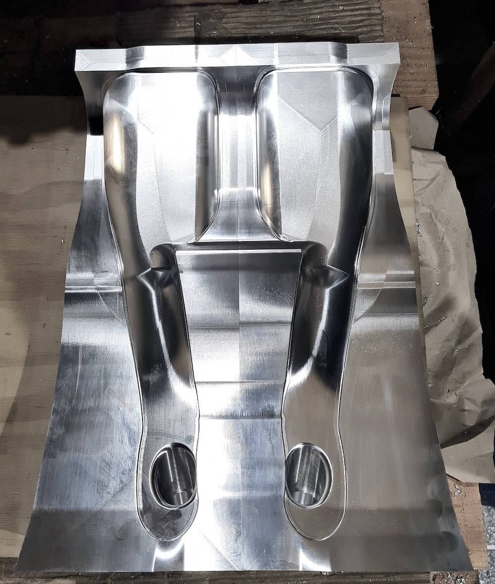 Top section of the aluminium tool for the Tri bar, showing left and right bar units